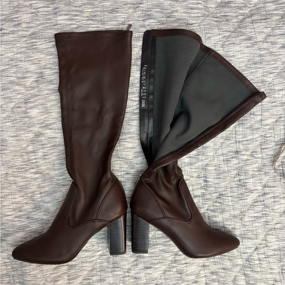 Franco Sarto Knee High Boots Sz 9 NWOT | Franco Sarto Brown Leather Boots Sz 9 - - Picture 7 of 8